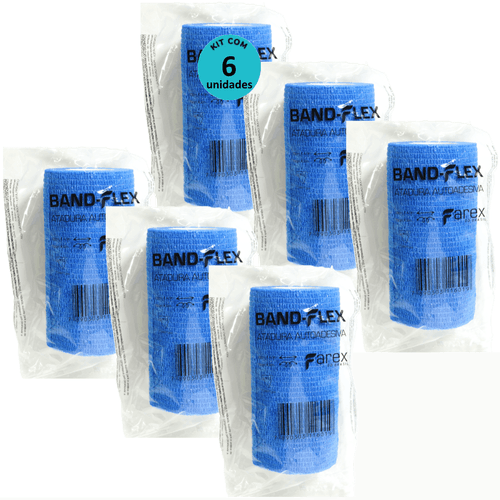 Atadura 10cm Azul Band-Flex Autoadesiva Para Animais Farex Kit Com 6 Atadura 10cm Azul Band-Flex Autoadesiva Para Animais Farex Kit Com 6